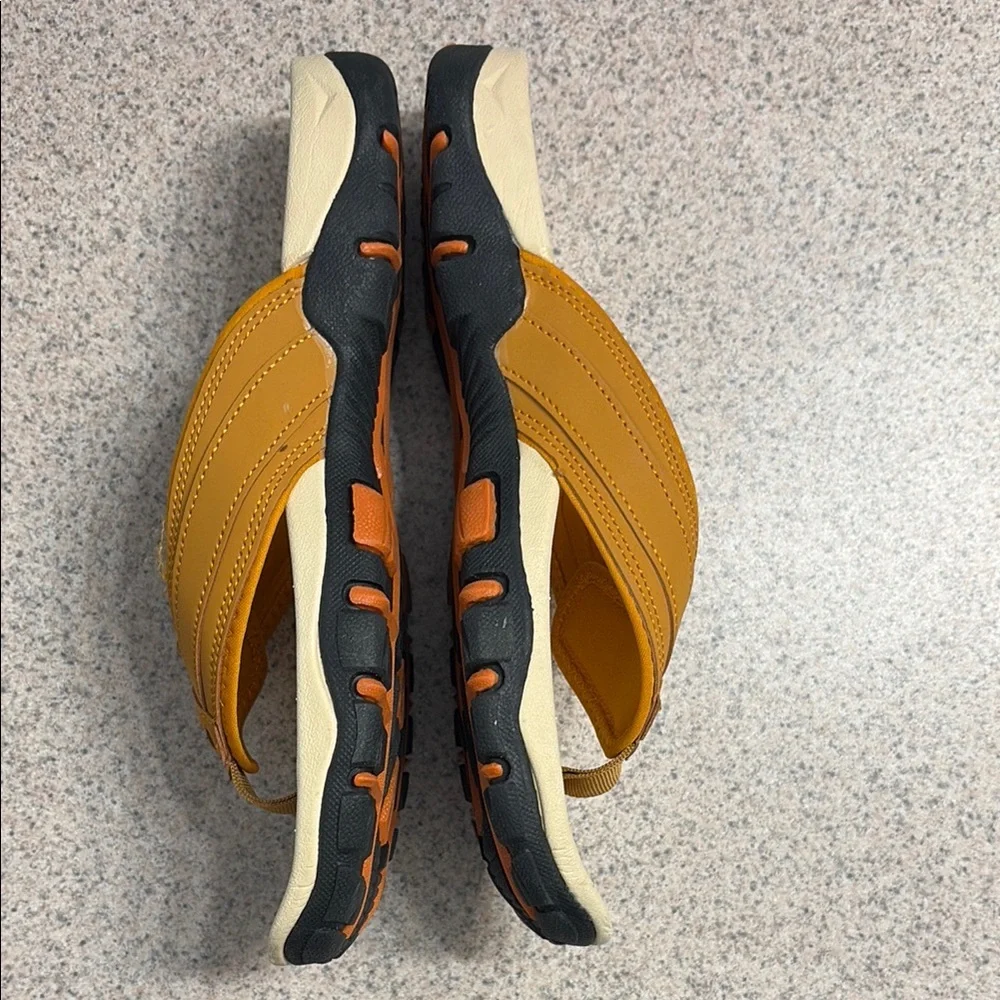 Yellow and Cream Sandals with Wide Straps and Contoured Soles - Picture 6 of 7